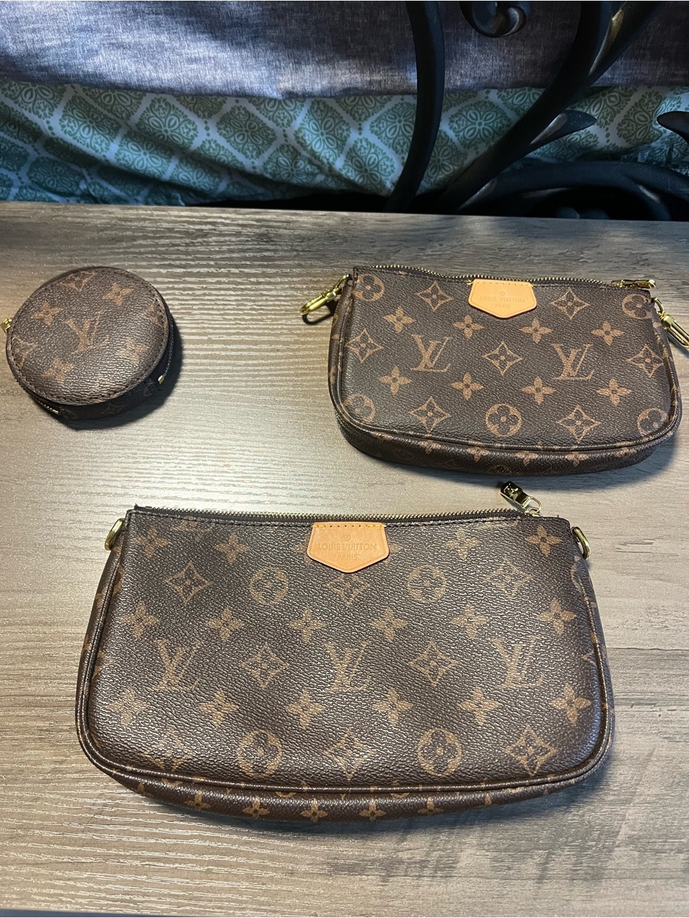 Louis Vuitton Monogram Canvas Pochette Trio - Brown